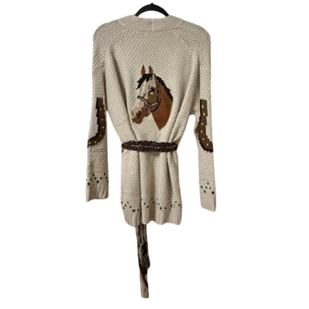 Blue B Western High Horse belted Horseshoe Cardigan M - Picture 8 of 12